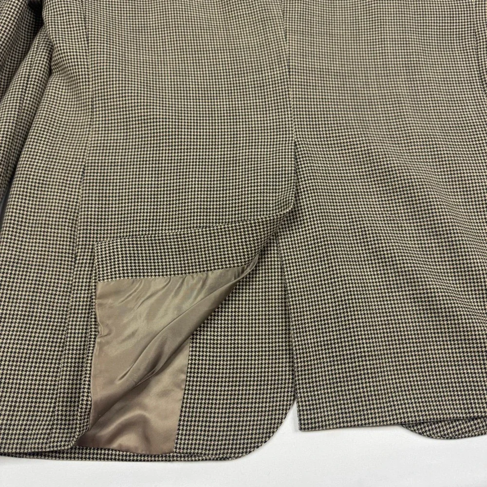 Vintage Polo Ralph Lauren Blazer Coat Mens 39R Brown Houndstooth Wool Mohair USA
